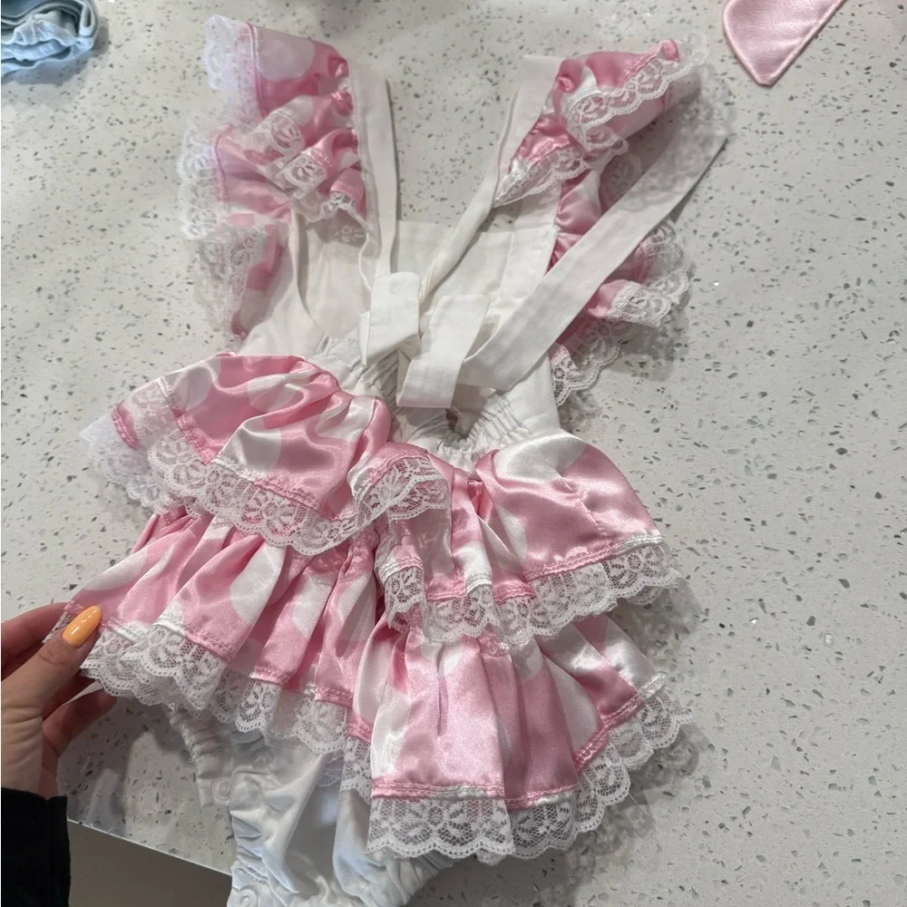 Pink and White Ruffled Kids Dress
